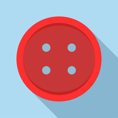 Red sewn button icon, flat style