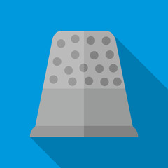 Steel thimble icon, flat style