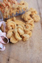 Crispy fried pork skin