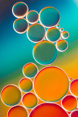 Colorful oil bubbles in water.