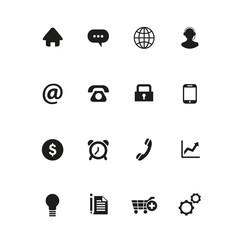 Black Contact us Business Silhouette Web Icons Set Vector