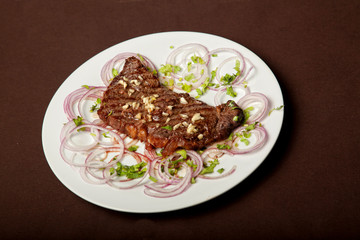 Veal steak with garlic and onions in Georgian