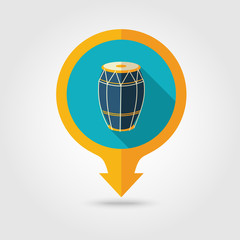 Drum pin map flat icon. Summer. Vacation