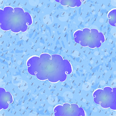 seamless texture with rain and clouds