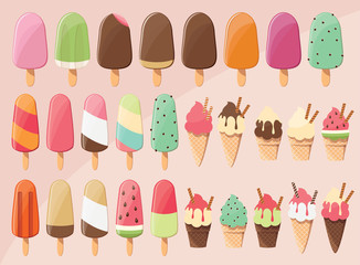 Huge collection of 28 delicious glossy tasty ice cream popsicles