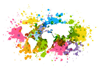Color background with world map silhouette