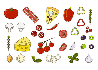 Set of pizza ingredients for Your design