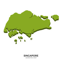 Isometric map of Singapore detailed vector illustration