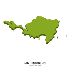 Isometric map of Sint Maarten detailed vector illustration
