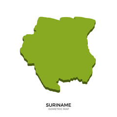 Isometric map of Suriname detailed vector illustration