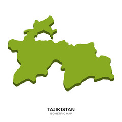 Isometric map of Tajikistan detailed vector illustration