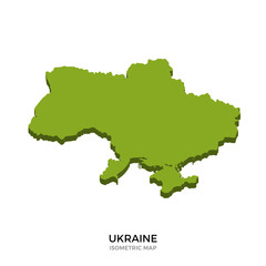 Isometric map of Ukraine detailed vector illustration