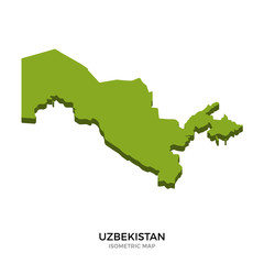 Isometric map of Uzbekistan detailed vector illustration