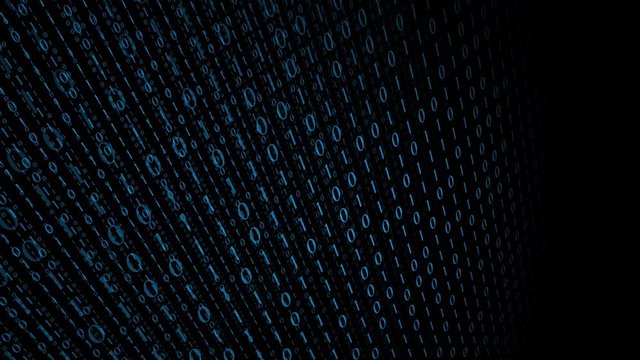 Computer code zero one digits motion graphic