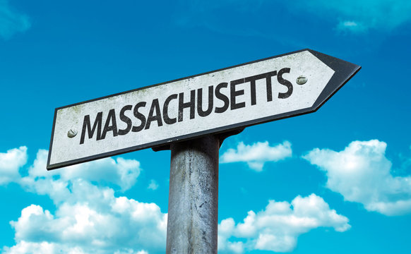 Massachusetts direction sign in a concept image