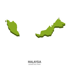 Isometric map of Malaysia detailed vector illustration