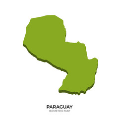 Isometric map of Paraguay detailed vector illustration