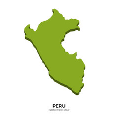 Isometric map of Peru detailed vector illustration