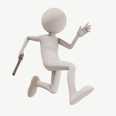 man running with a gun, 3d rendering