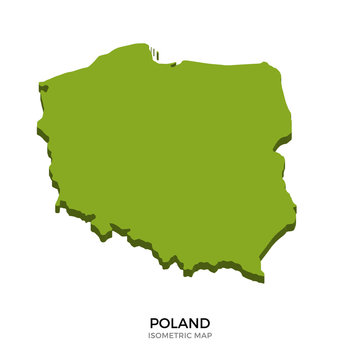 Fototapeta Isometric map of Poland detailed vector illustration