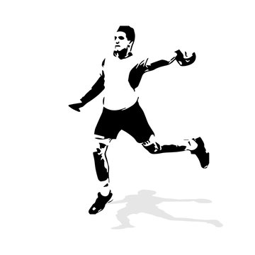 Vector illustration of shooting handball player, Handball player abstract vector illustration. team sport handball
