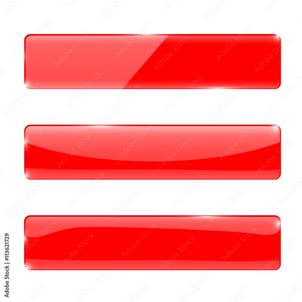 Wall mural red glass buttons. rectangular buttons