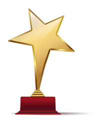 Obraz premium golden star award on red base. vector illustration