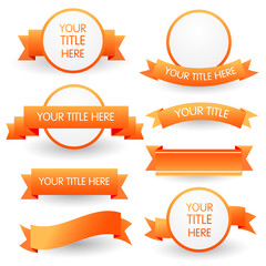 Orange banner set isolated on white background.