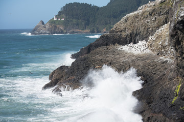 Wave crashing onto rocks