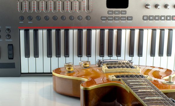 Electronic musical keyboard, close-up
