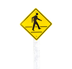 Traffic sign pedestrian crossing.