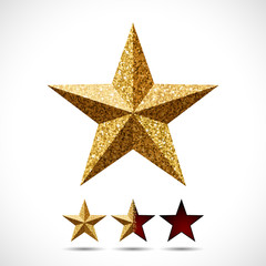 Star with glitter texture and rating template