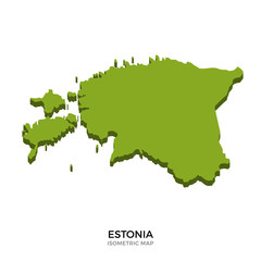 Isometric map of Estonia detailed vector illustration