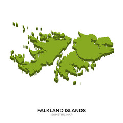 Isometric map of Falkland Islands detailed vector illustration