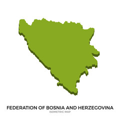 Isometric map of Federation of Bosnia and Herzegovina detailed vector illustration