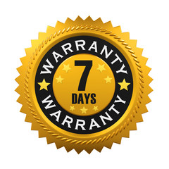 7 Days Warranty Sign. 3D rendering