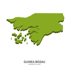 Isometric map of Guinea-Bissau detailed vector illustration