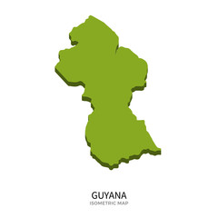 Isometric map of Guyana detailed vector illustration