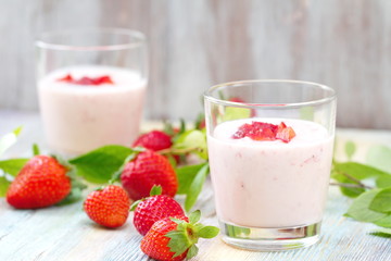 Strawberry yogurt and fresh berries