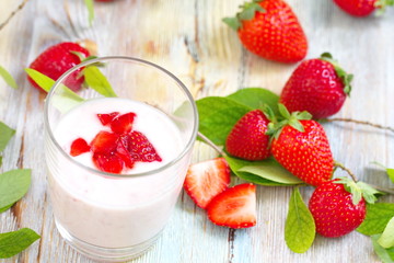 Strawberry yogurt and fresh berries