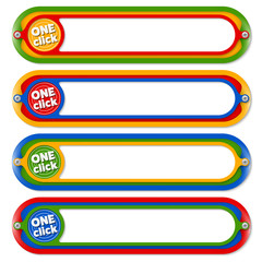 Obraz premium Four colored frames for any text with the words one click