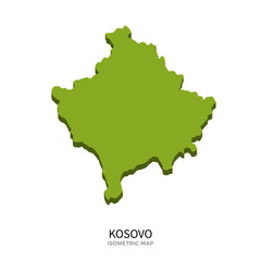 Isometric map of Kosovo detailed vector illustration