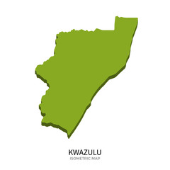 Isometric map of KwaZulu detailed vector illustration