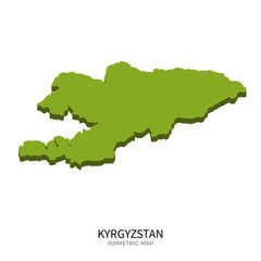 Obraz premium Isometric map of Kyrgyzstan detailed vector illustration
