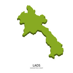 Isometric map of Laos detailed vector illustration