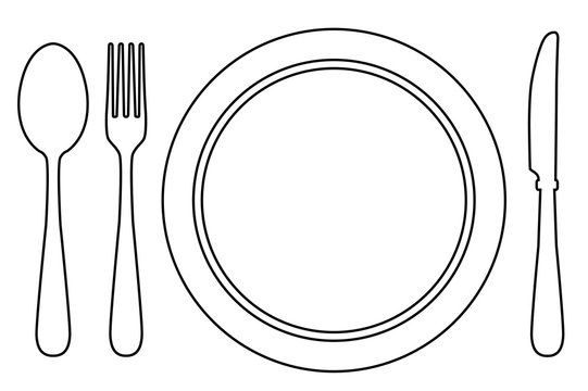 Fork, knife, Spoon and plate 