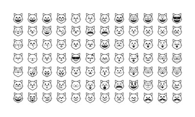  Set of cat emoticon vector. Emoji vector. Smile icon set.  Emoticon icon web - stock vector.