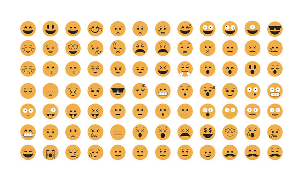  Emoticon vector. Emoji vector. Smile icon set.  Emoticon icon web - stock vector.