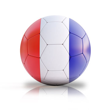 3d illustration of the French flag on a soccer ball