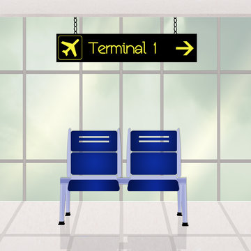 illustration of airport scene